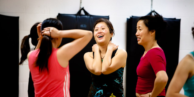 Laughing together at the Langara Family YMCA