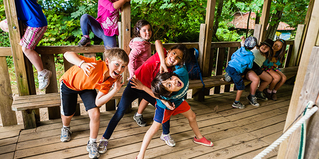 Being silly in the archery hut at YMCA Camp Elphinstone