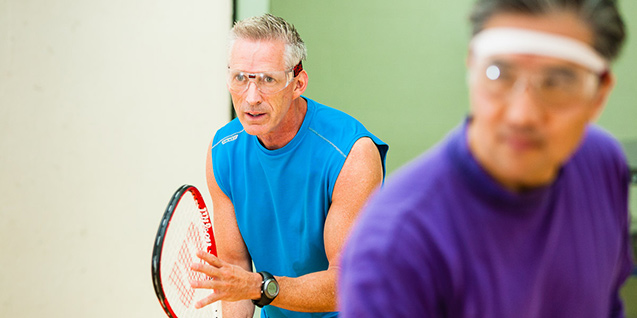 Sweating off the stress through raquetball